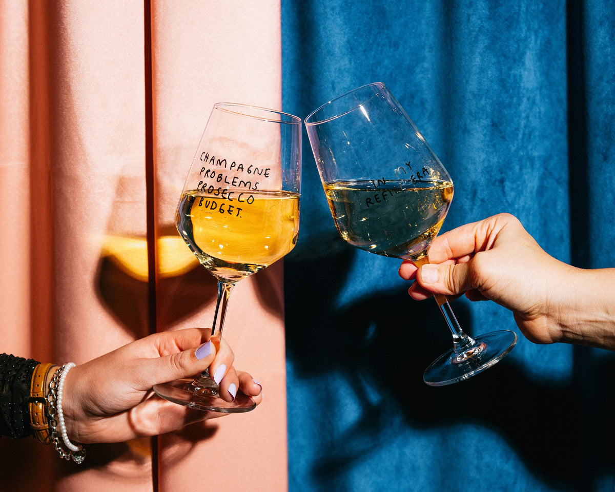 Champagne Problems Prosecco Budget & In My Refill Era Glas